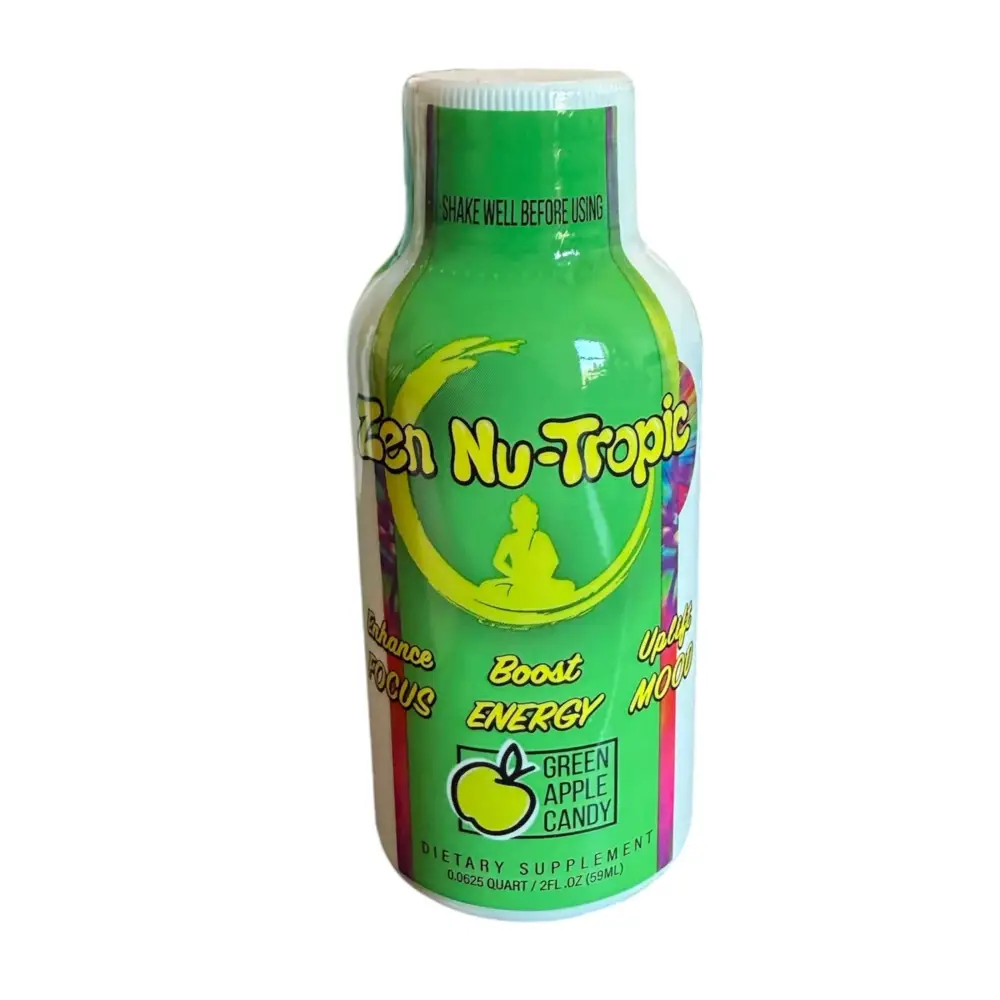 Zen Power Nu-Tropic 2oz Shot Green Apple Candy 12 Bottle of 2oz - Dietary Supplement