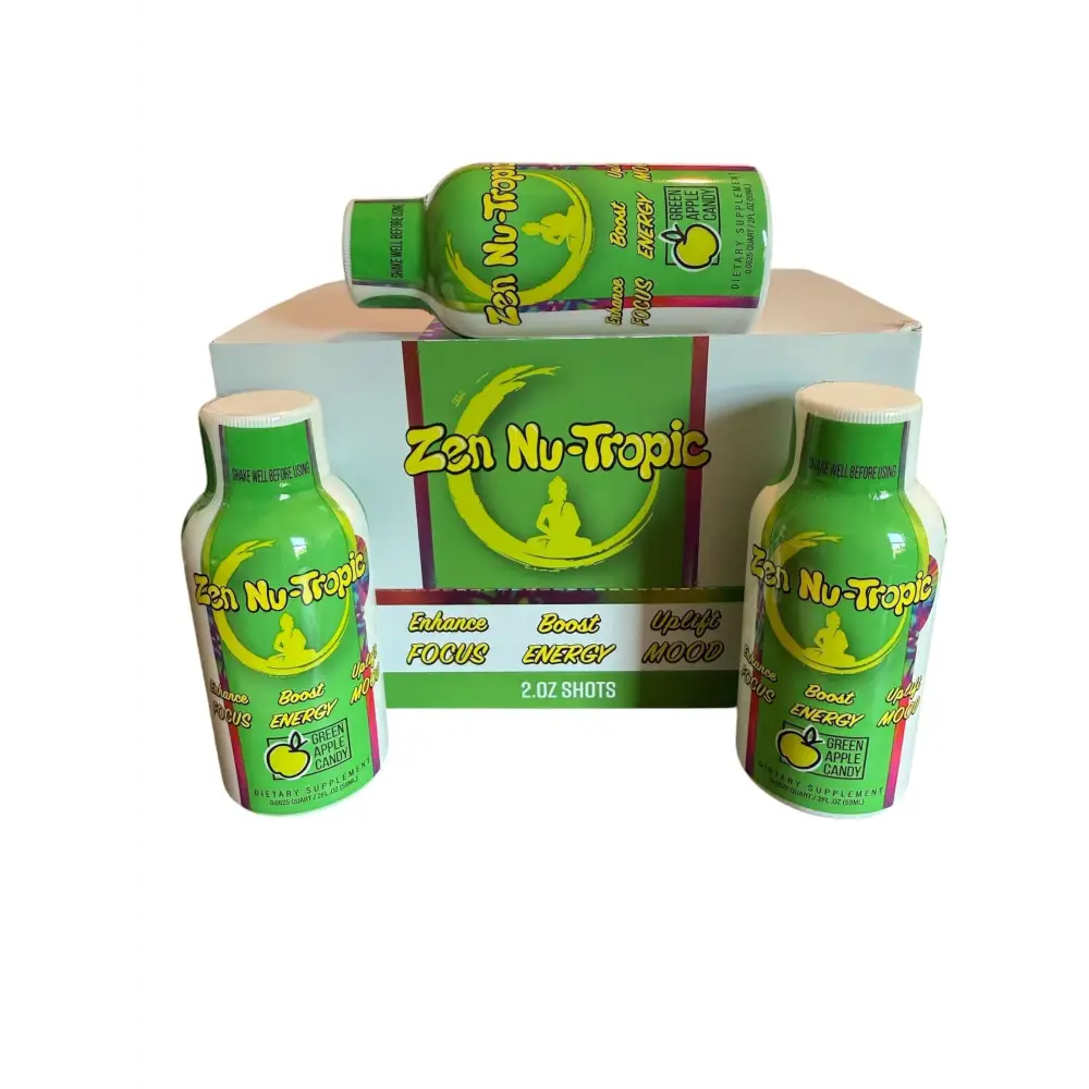 Zen Power Nu-Tropic 2oz Shot Green Apple Candy 12 Bottle of 2oz - Dietary Supplement