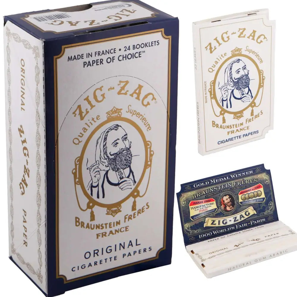 Zig-Zag Original White Rolling Papers Smooth Burn - 24 - Booklets Full Box - Papers and Wraps