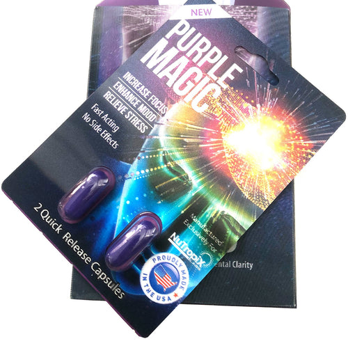 NEW Purple Magic Focus Mood Enhancement Full Box 12 Card 24 Capsule - Midtown Supplements