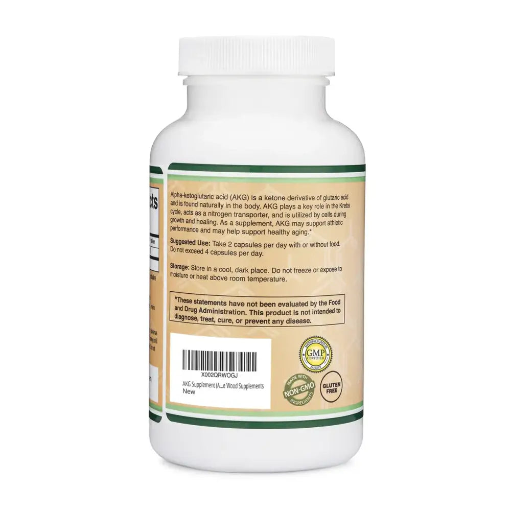 Alpha-Ketoglutarate (AKG) 1000mg – Nitric Oxide & Longevity Support – 180 Capsules - Dietary Supplement