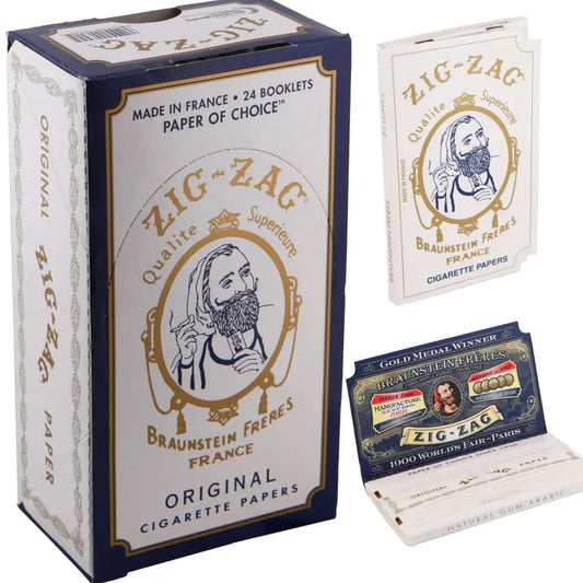 Zig-Zag Original White Rolling Papers Smooth Burn - 24 - Booklets Full Box - Papers and Wraps